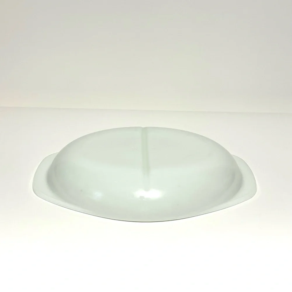 PYREX Vintage 1.5 Qt Milk Glass Divided Oval Baking Dish #1063 USA 14